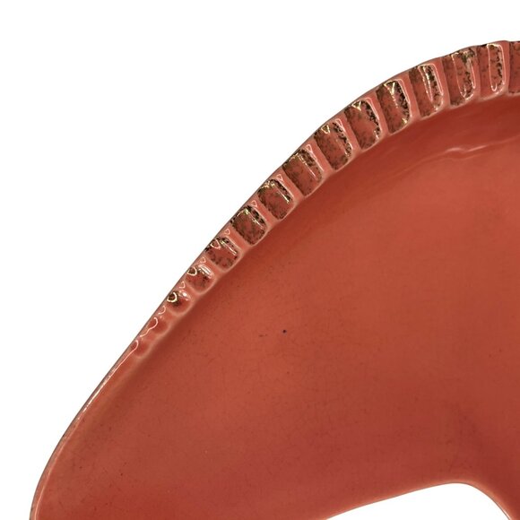 Vintage Mid-Century Modern Ceramic Atomic Boomerang Ashtray Dish Coral with Gold - Picture 2 of 11